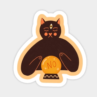 Cute black cat art. Halloween fortune teller illustration Sticker